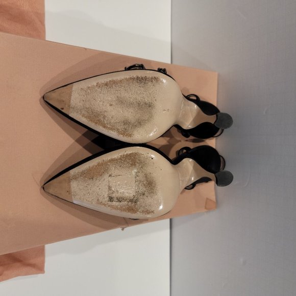 Miu Miu Black Satin & Crystal heels Sz 37 - Picture 6 of 6